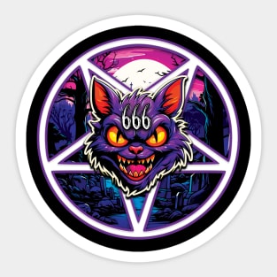 Devil Cat 666 Pentagram Sticker